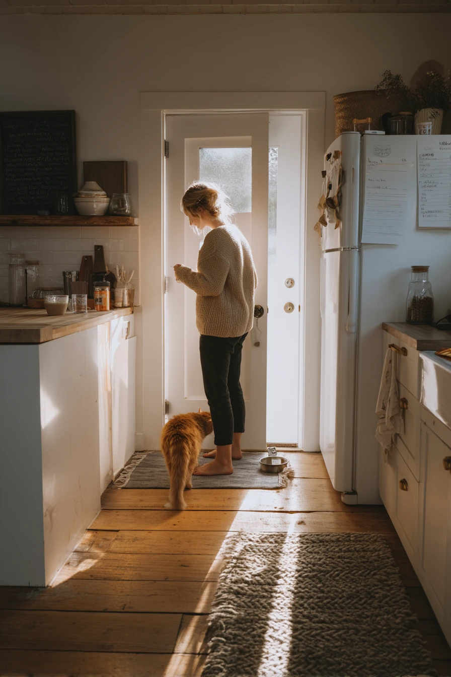 Pet-Friendly Kitchen with Quiet Morning Mess