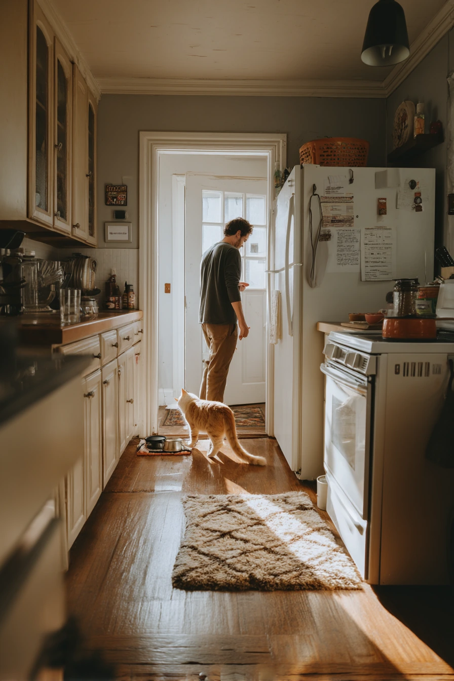 Pet-Friendly Kitchen with Quiet Morning Mess