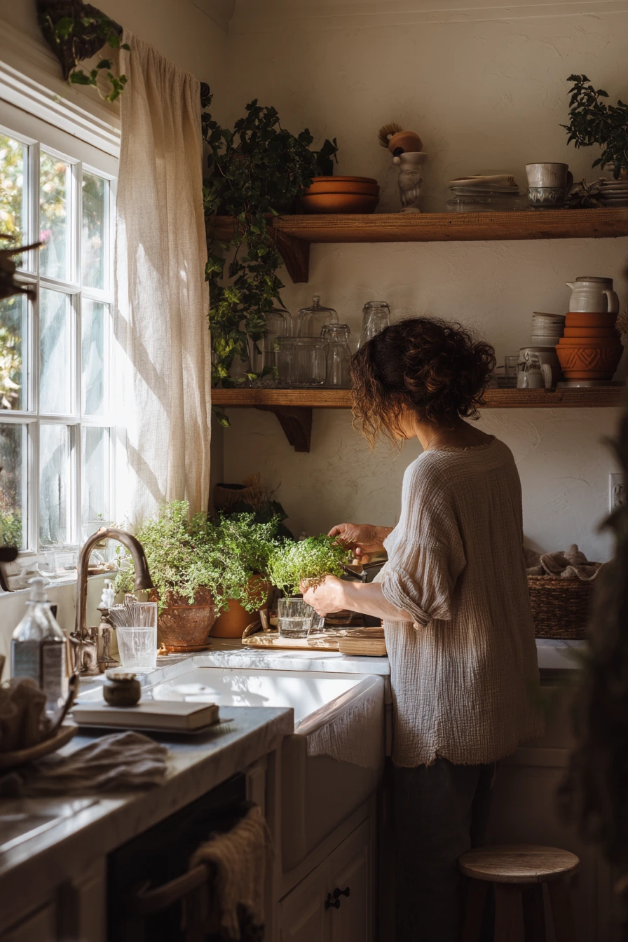 Light-Filled Kitchen with Indoor Plants