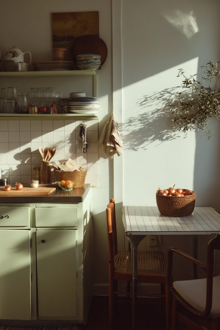 Tiny Apartment Kitchen with Dinner Prep