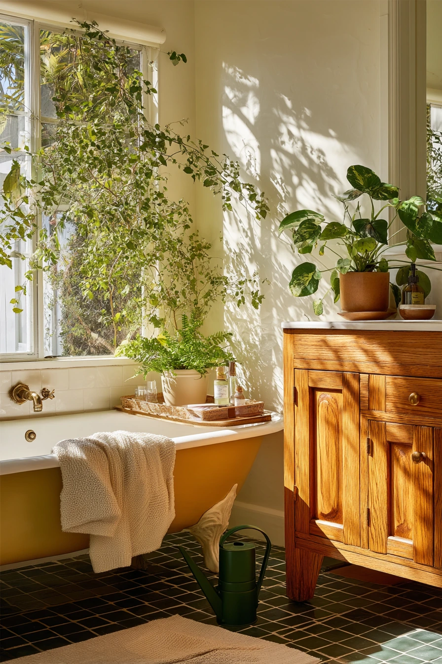 Craftsman Bath with Garden View