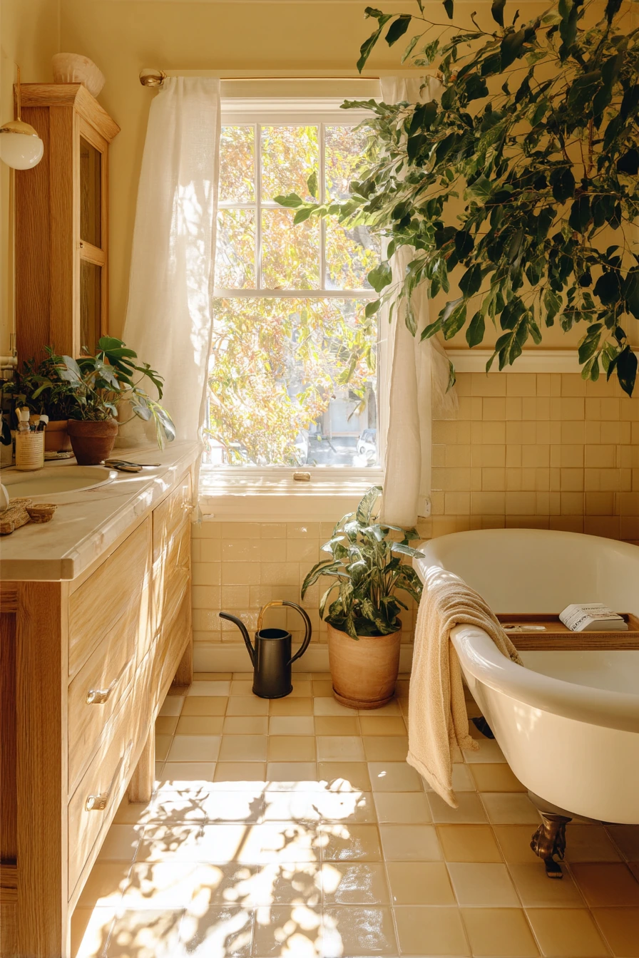 Craftsman Bath with Garden View