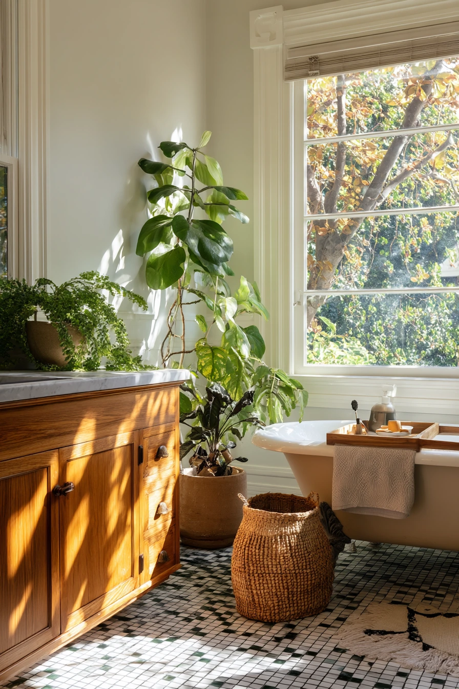 Craftsman Bath with Garden View
