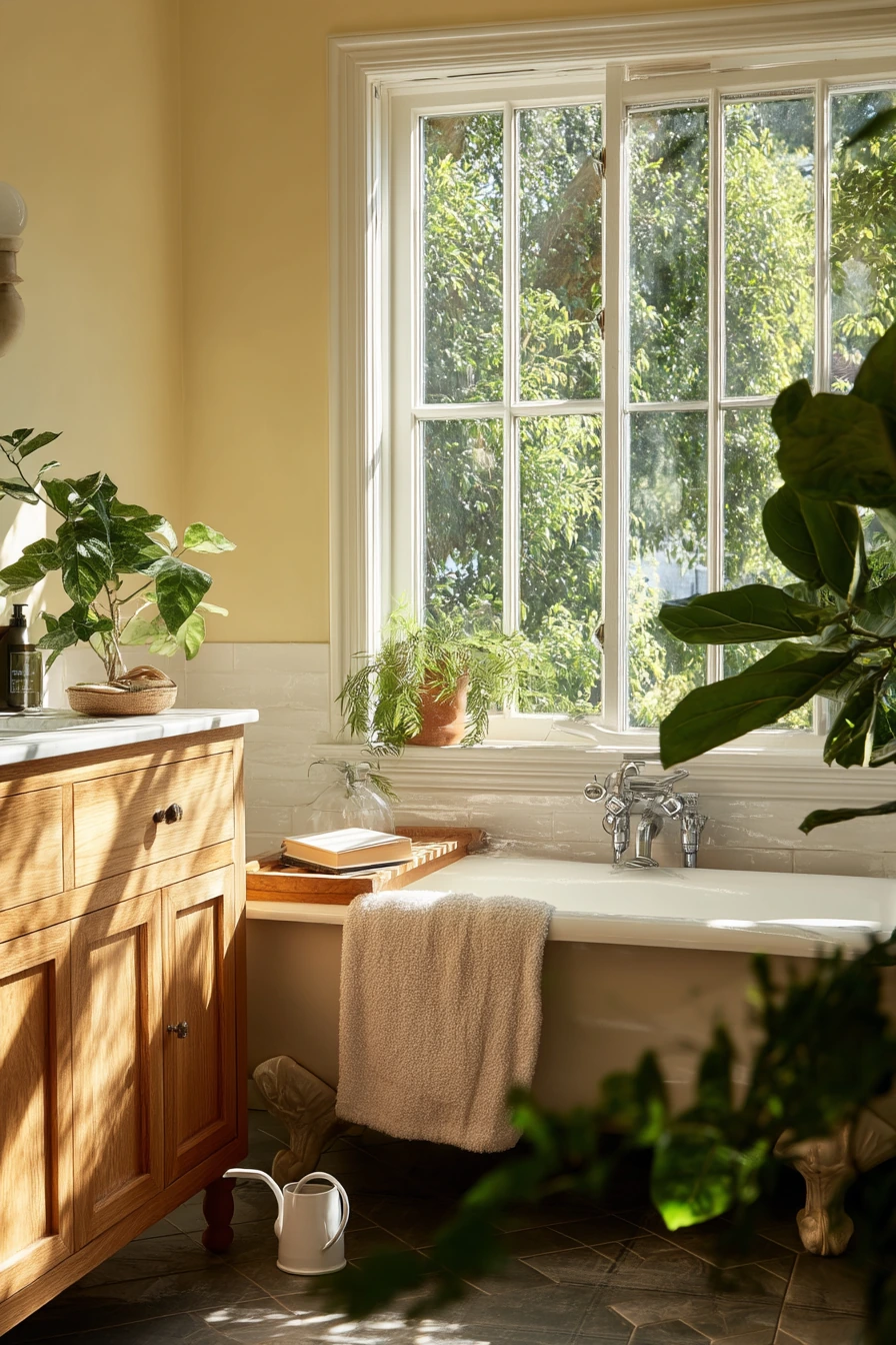 Craftsman Bath with Garden View