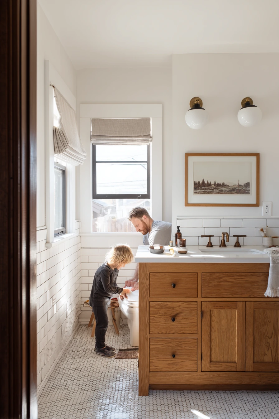 Family Craftsman Bath with Morning Routine
