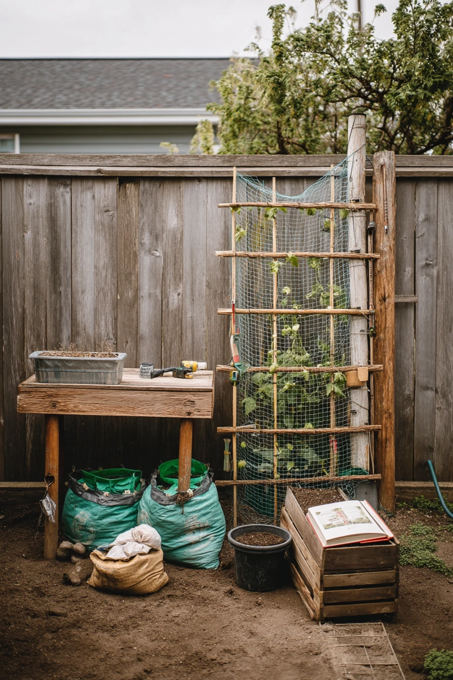 Budget Trellis DIY Against the Fence