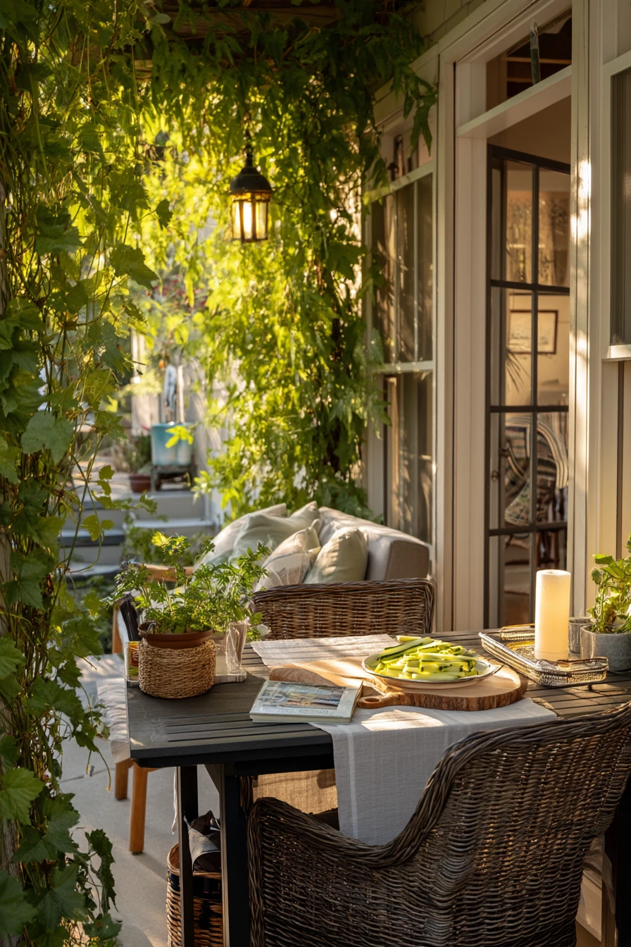 Patio Trellis Beside an Outdoor Dining Nook