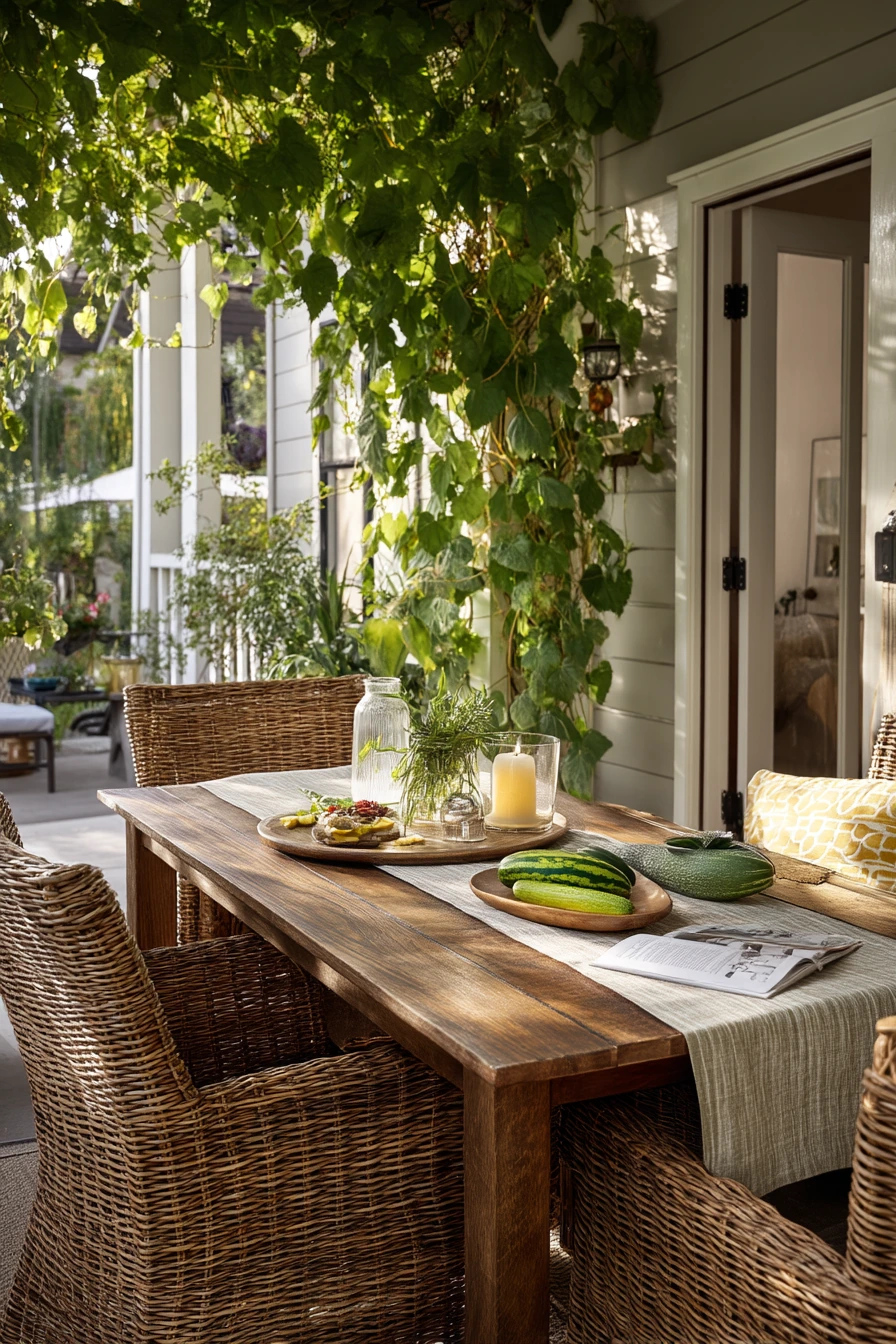 Patio Trellis Beside an Outdoor Dining Nook