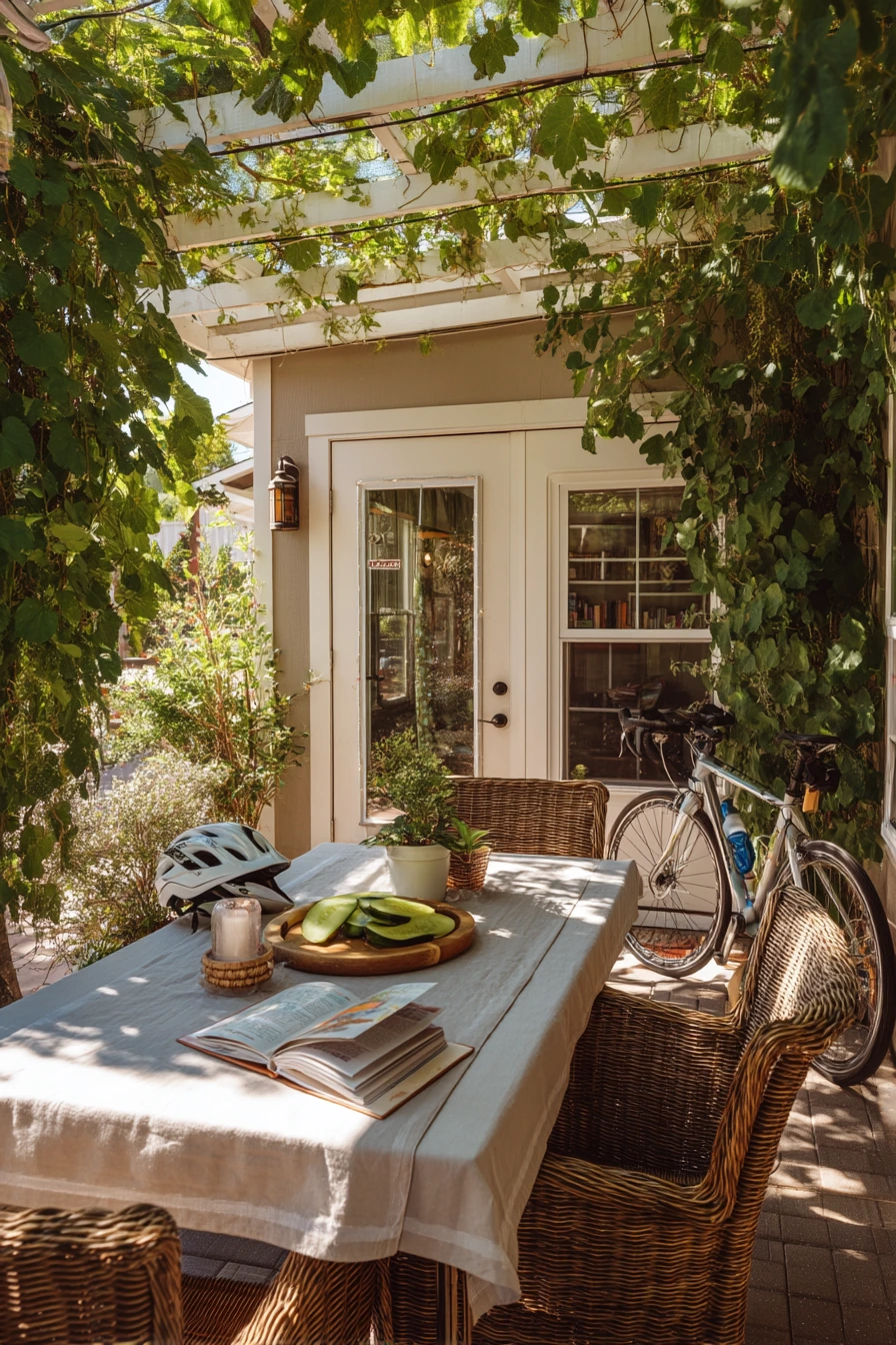 Patio Trellis Beside an Outdoor Dining Nook