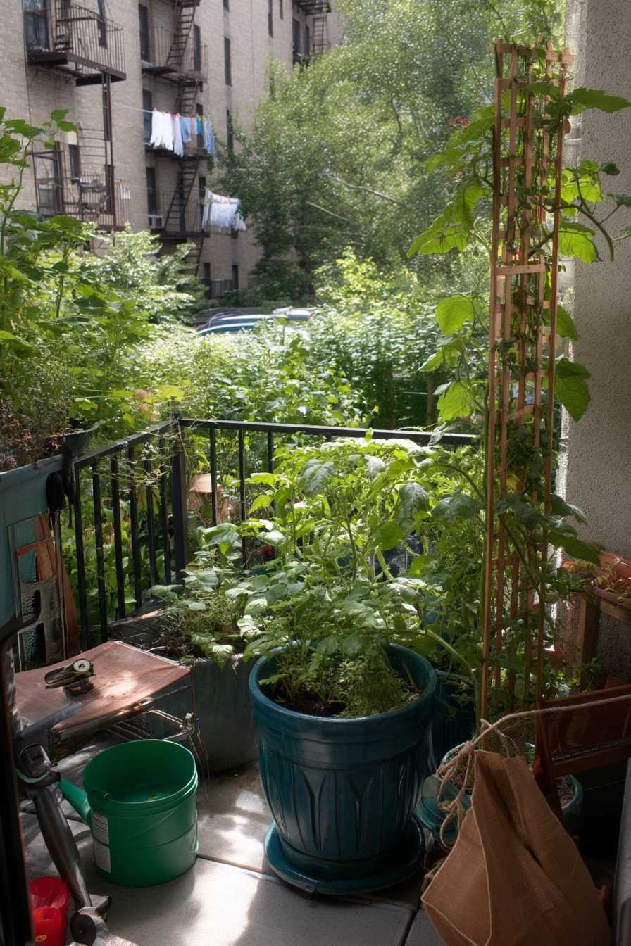 Rental-Friendly Obelisk in a Courtyard Planter