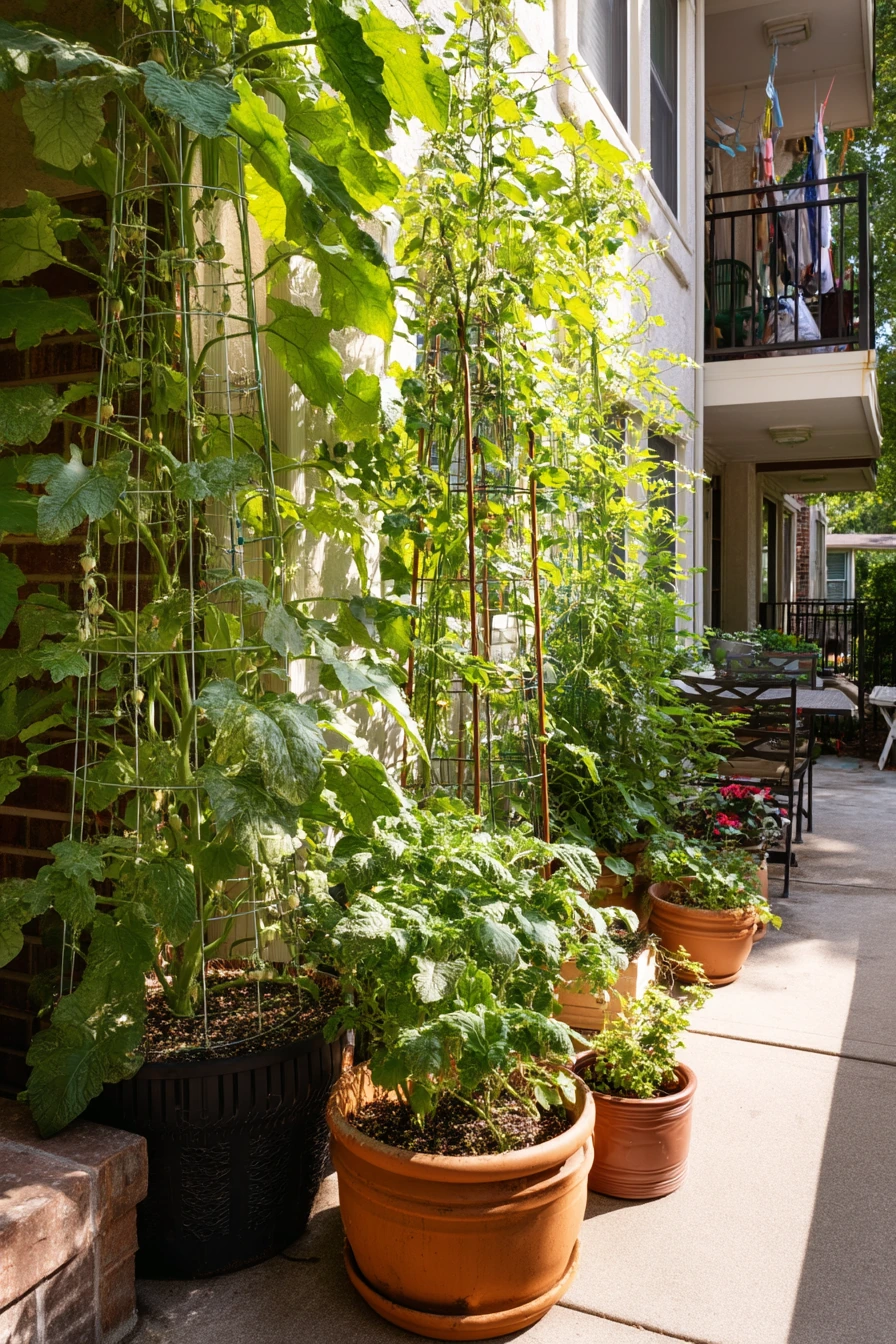 Rental-Friendly Obelisk in a Courtyard Planter