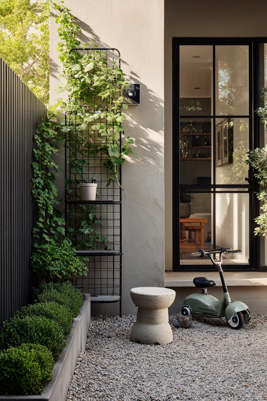 Modern Fence Trellis in a Minimal Yard