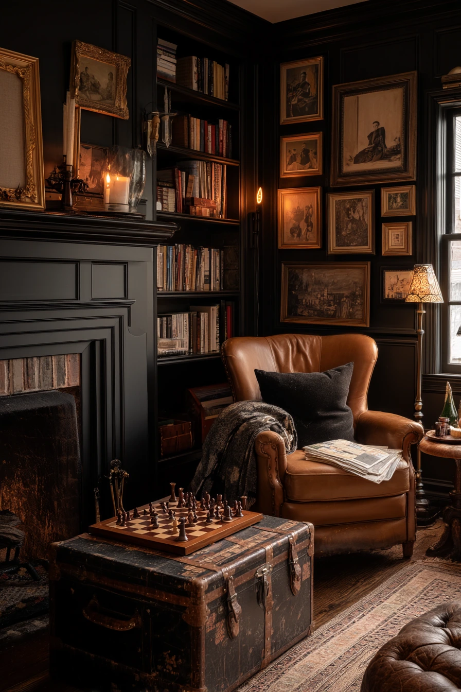 Fireplace Lounge with Layered Antique Finds