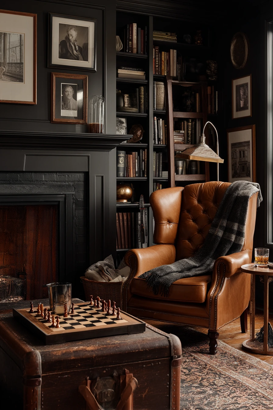 Fireplace Lounge with Layered Antique Finds