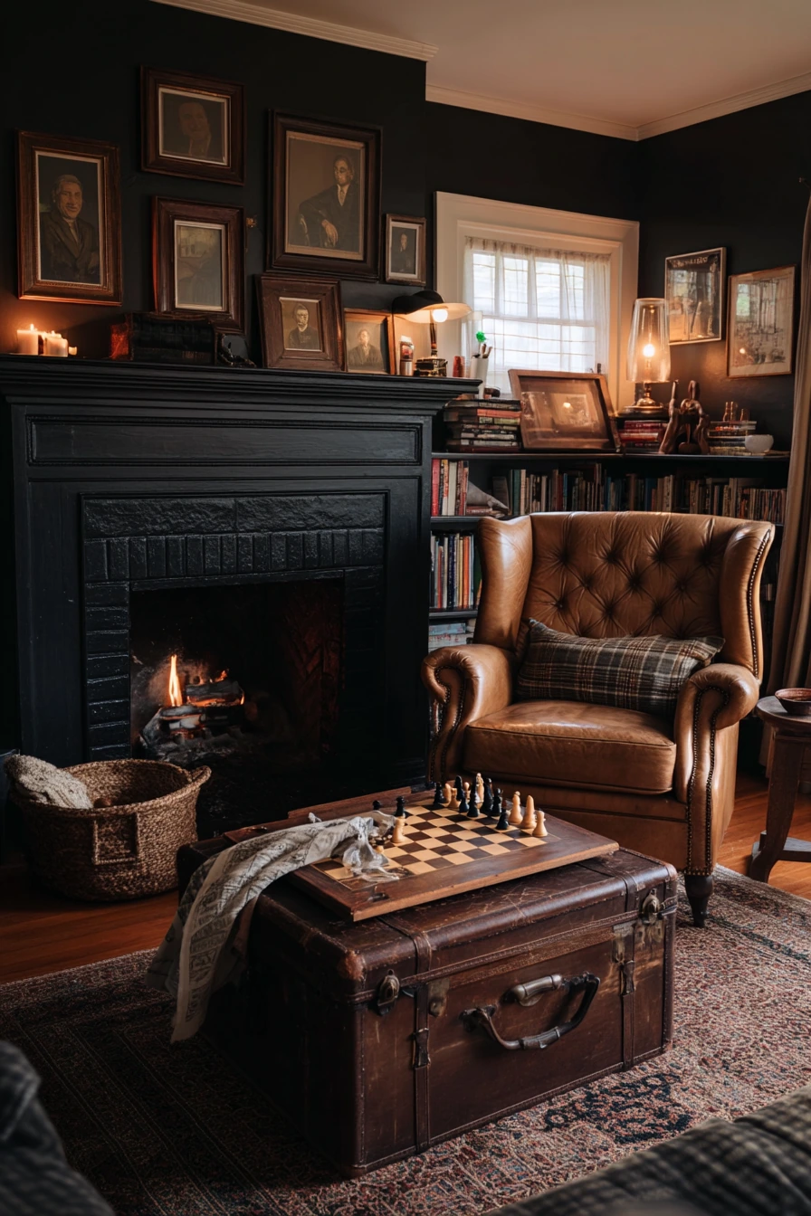 Fireplace Lounge with Layered Antique Finds