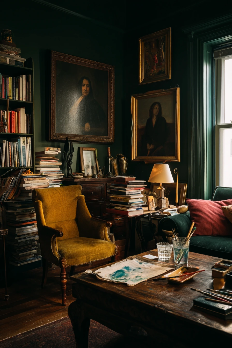 Maximalist Dark Academia with Art and Objects