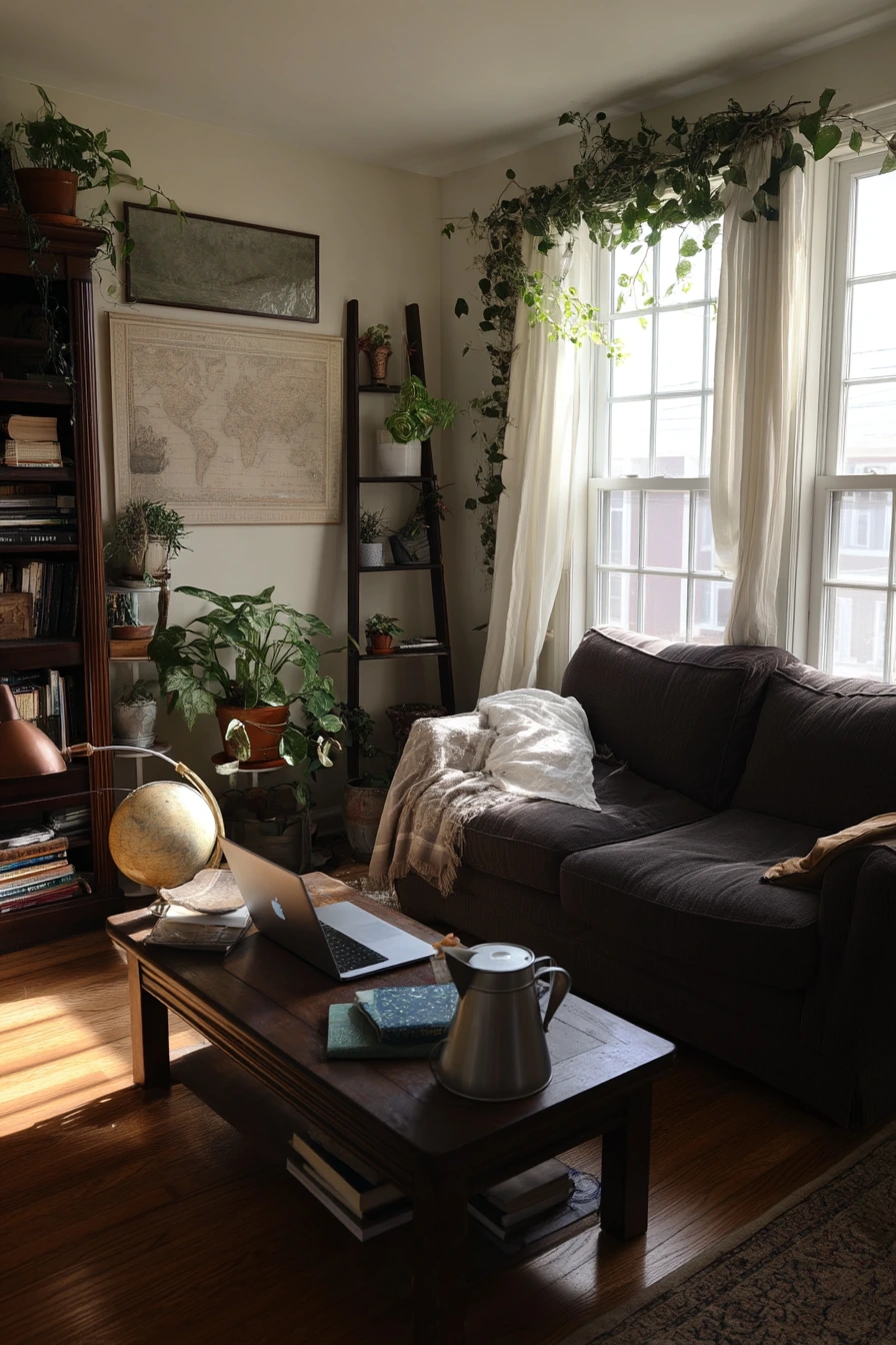 Plant-Filled Academic Nook with Lived-In Calm