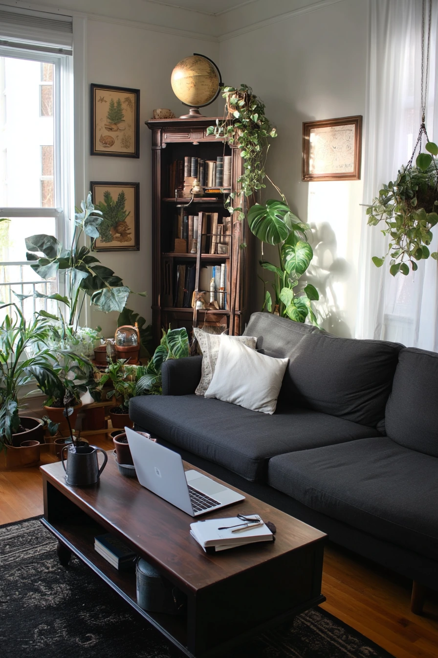 Plant-Filled Academic Nook with Lived-In Calm