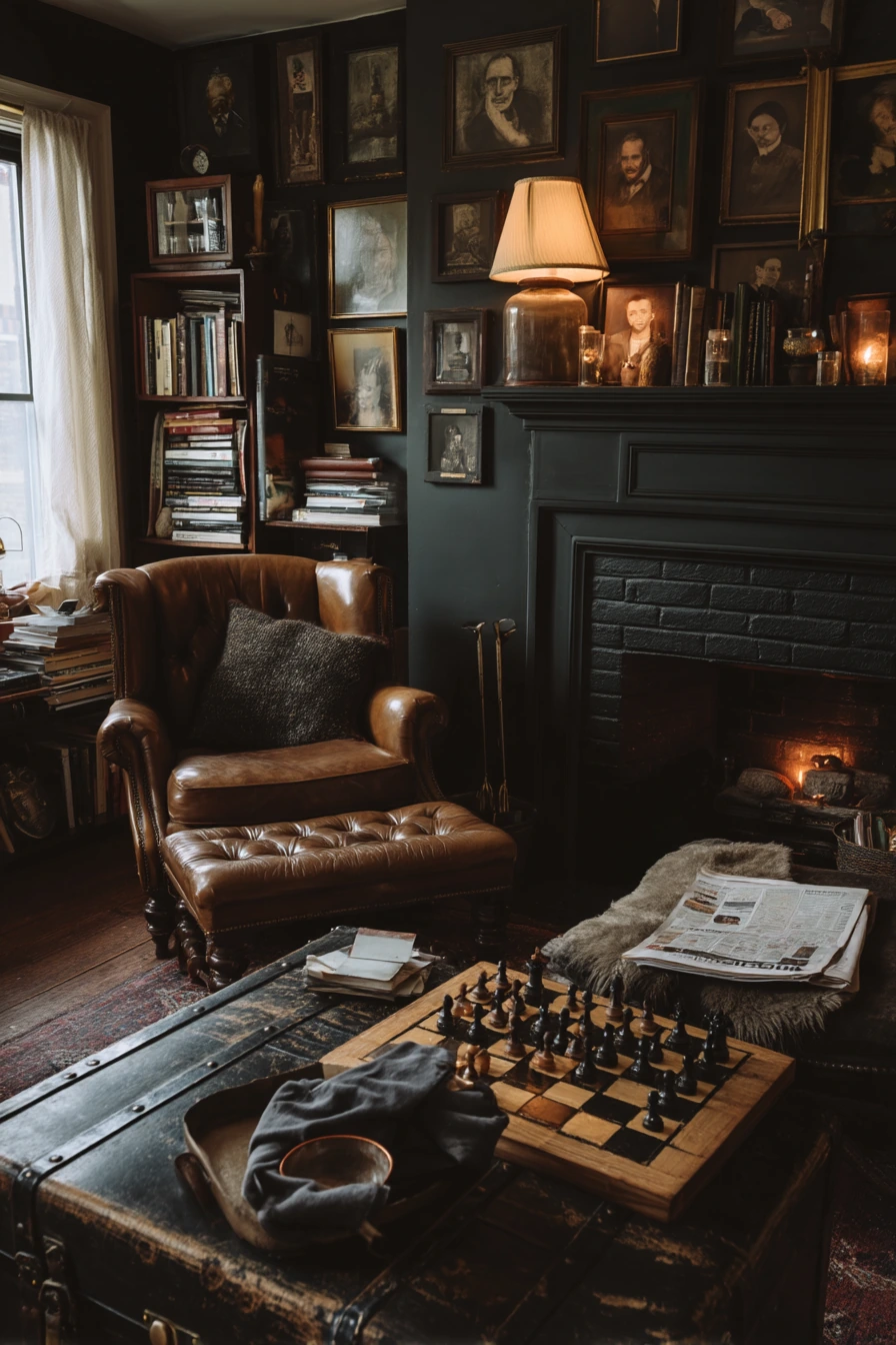 Fireplace Lounge with Layered Antique Finds
