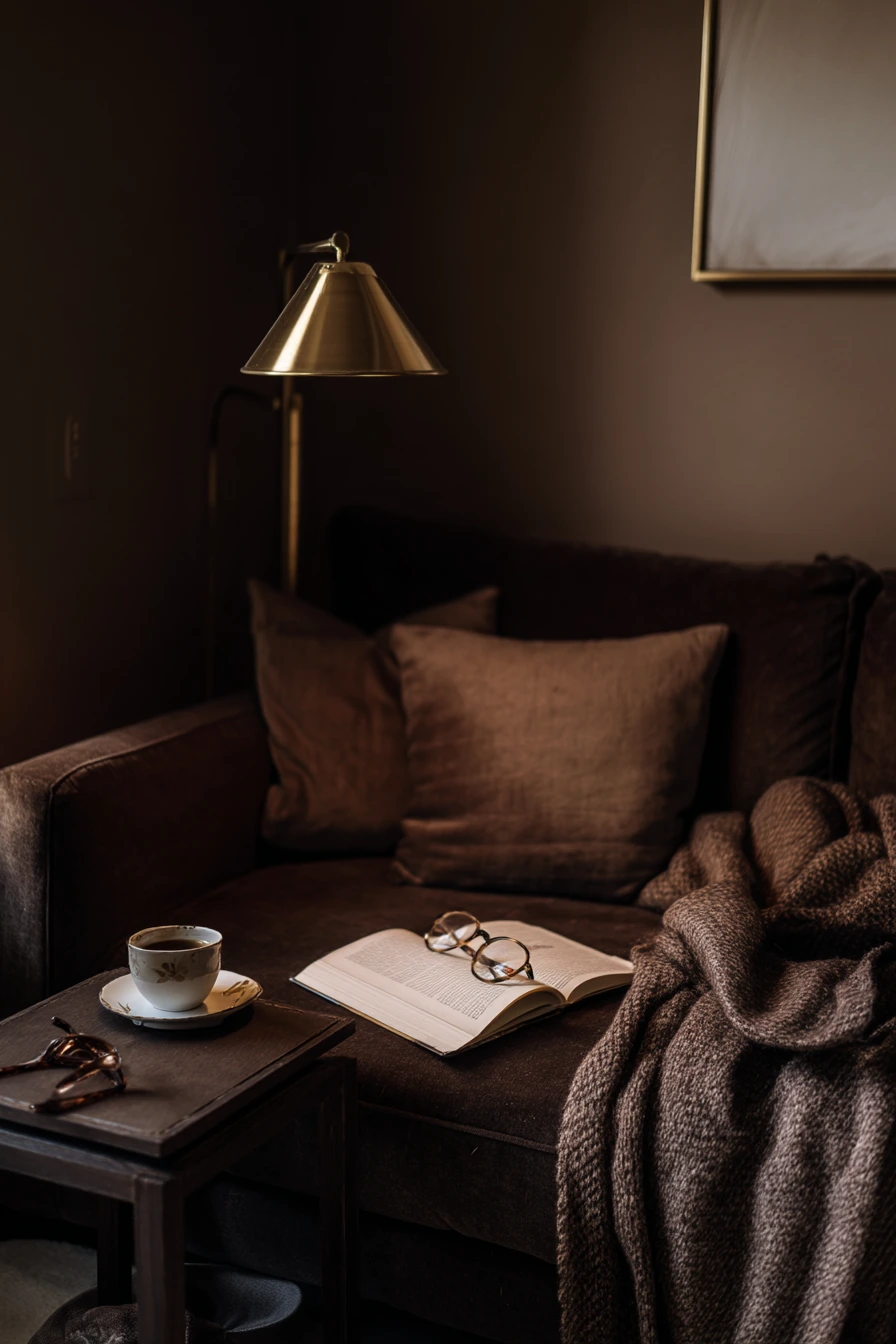 7. Moody Evening Reading Nook
