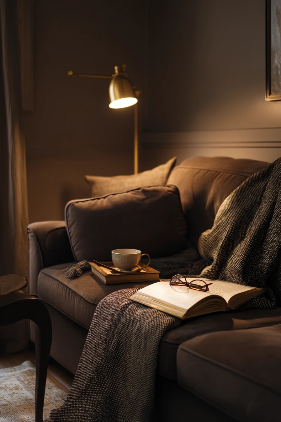 7. Moody Evening Reading Nook