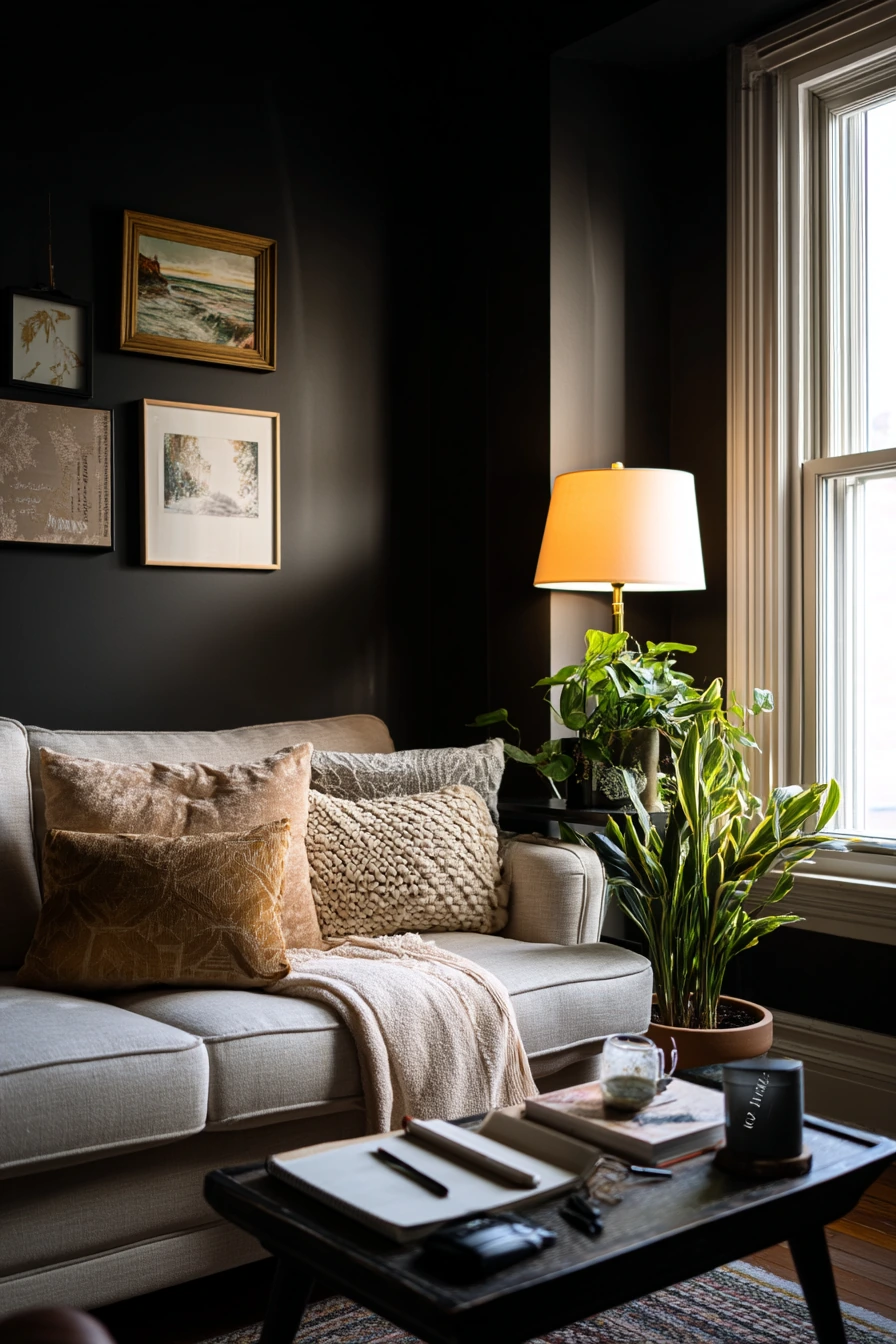 Renter-Friendly Dark Decor Idea