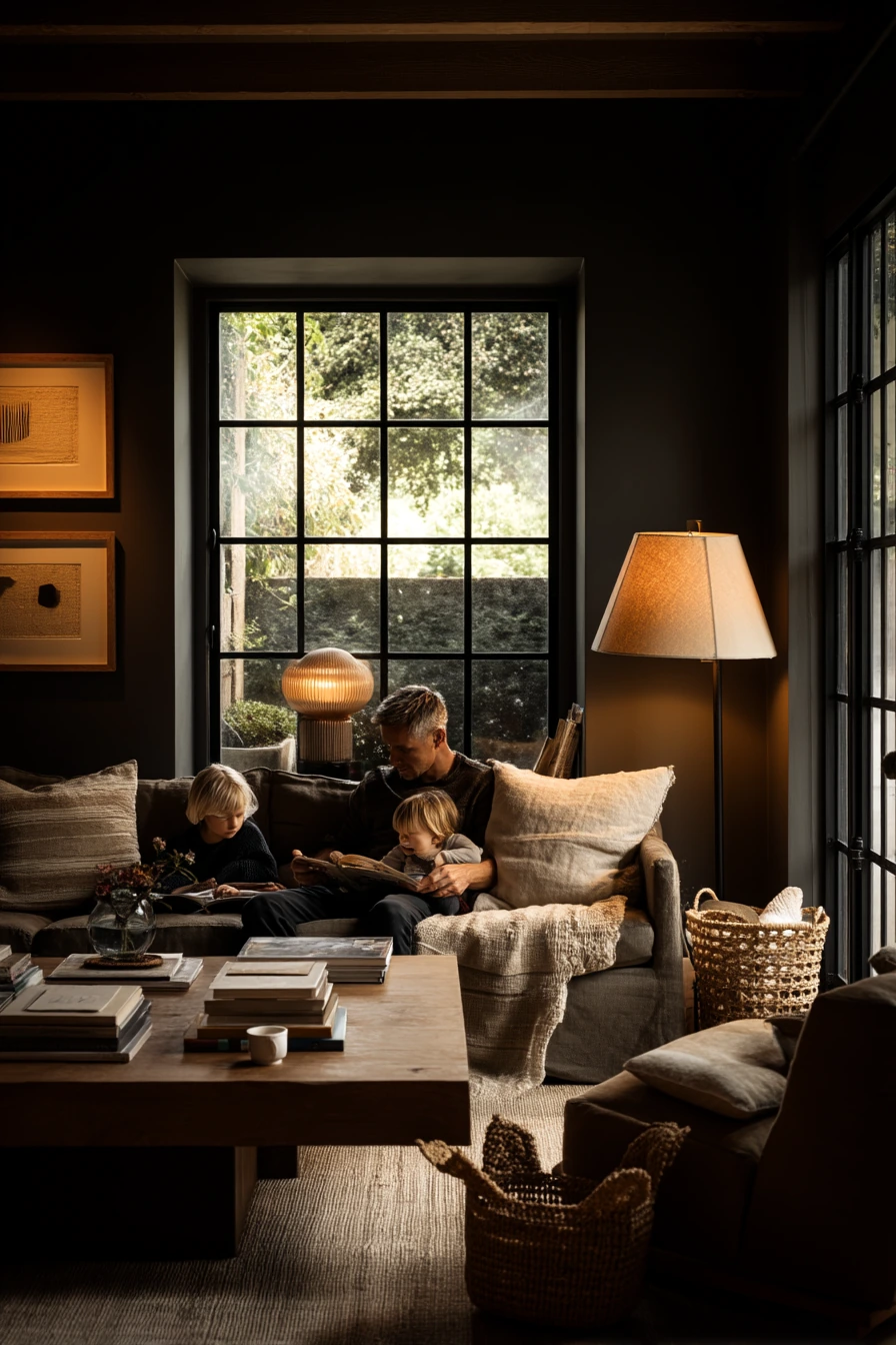 Moody Evening Family Living Room