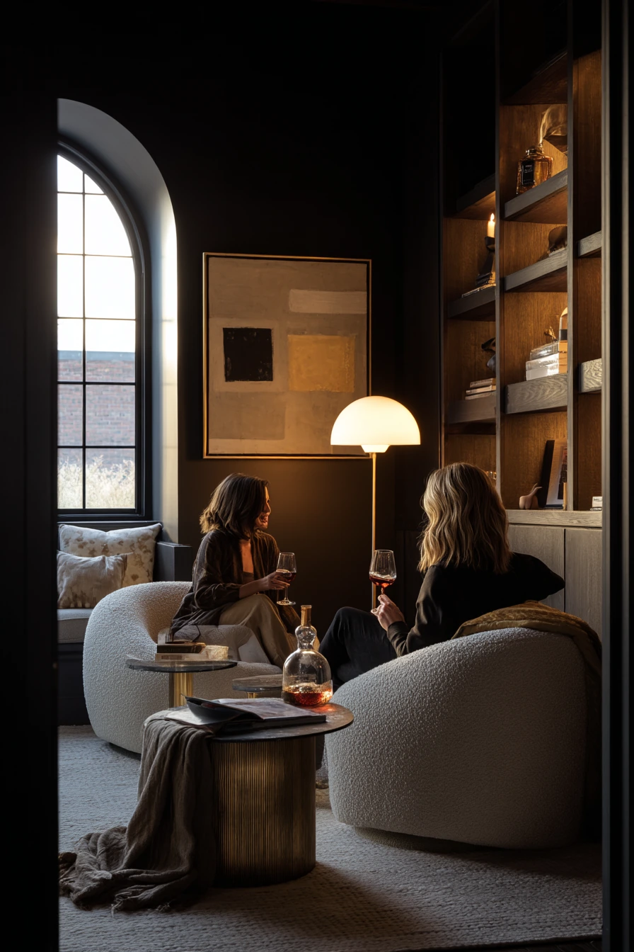Moody Luxe Evening Conversation Area