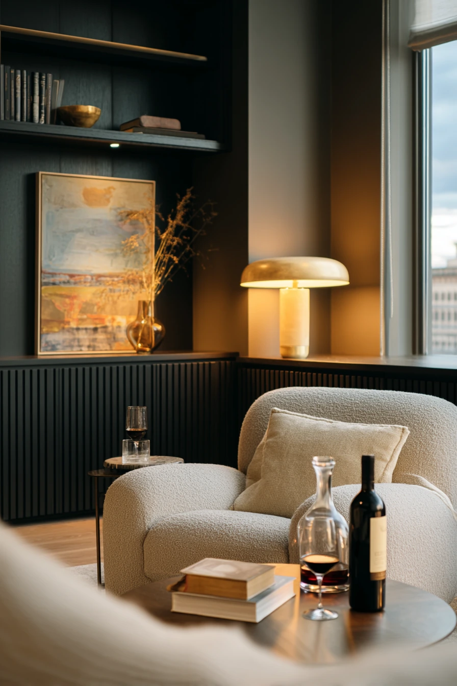 Moody Luxe Evening Conversation Area