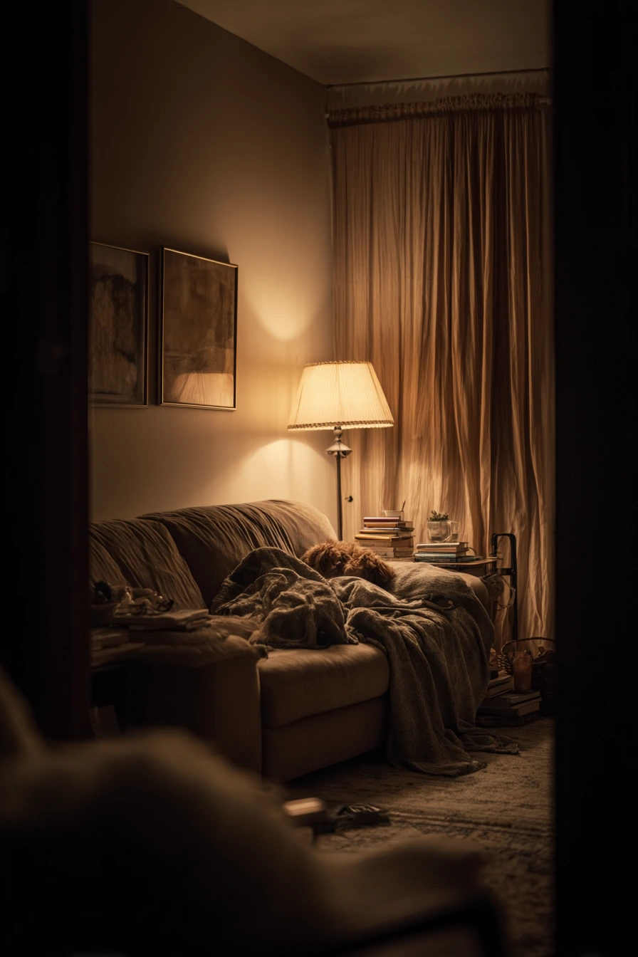 Quiet Night-In Dark Living Room