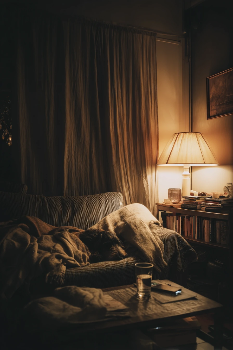 Quiet Night-In Dark Living Room