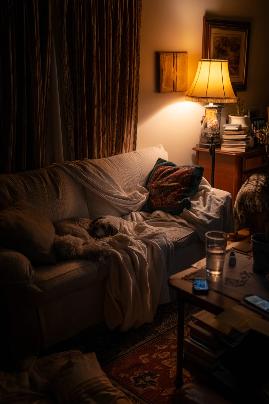 Quiet Night-In Dark Living Room