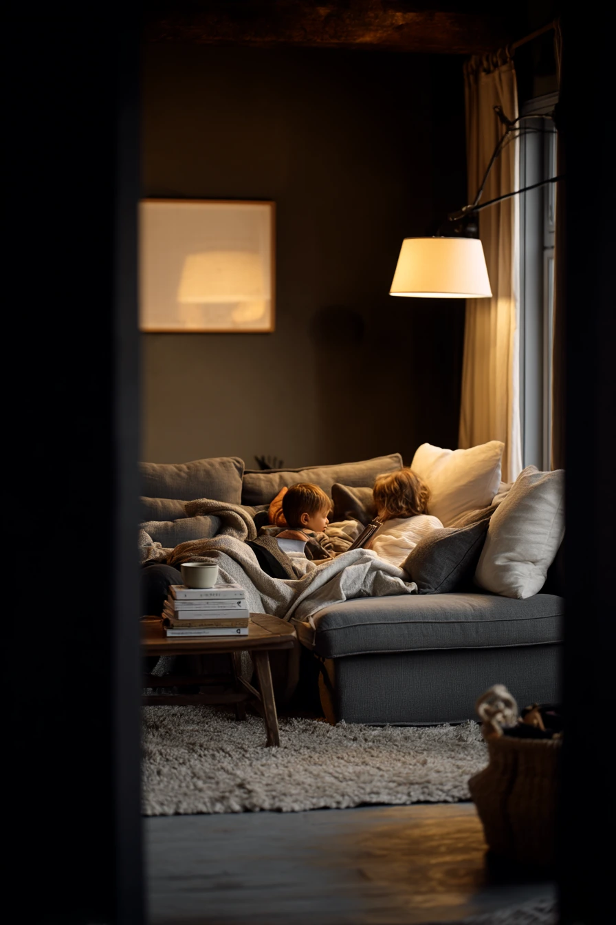 Moody Evening Family Living Room