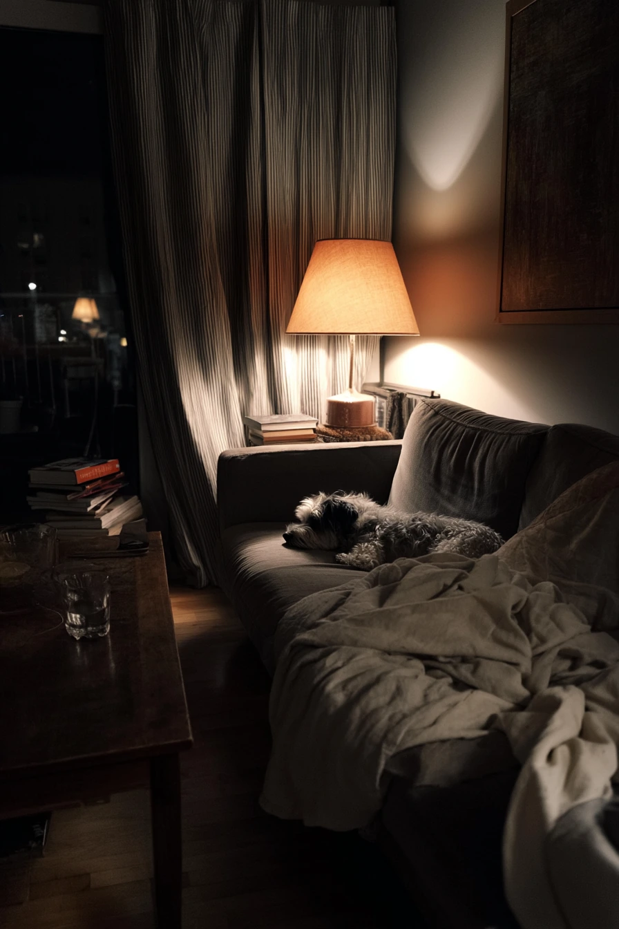 Quiet Night-In Dark Living Room