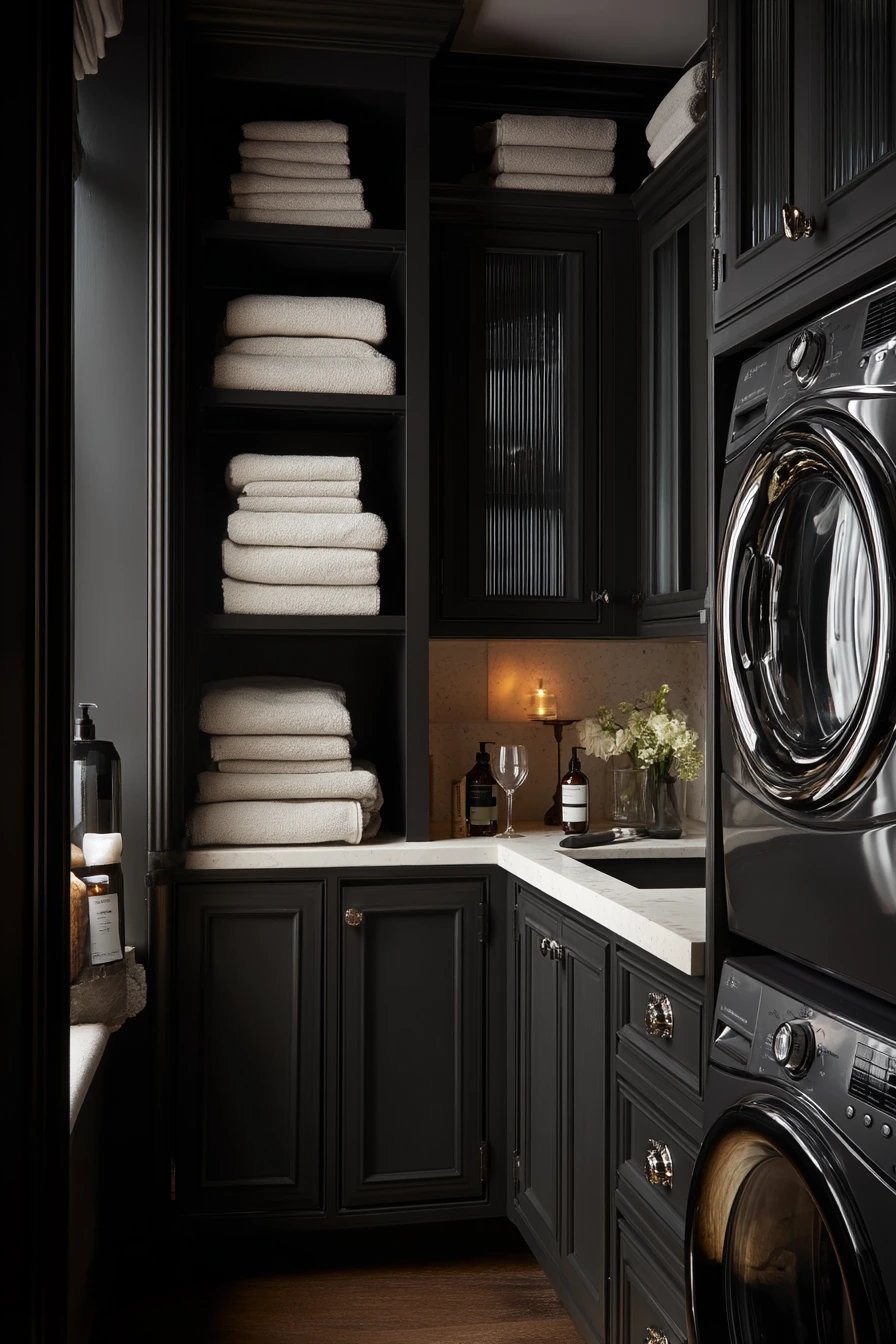 Luxury Dark Laundry with Hidden Drying Station