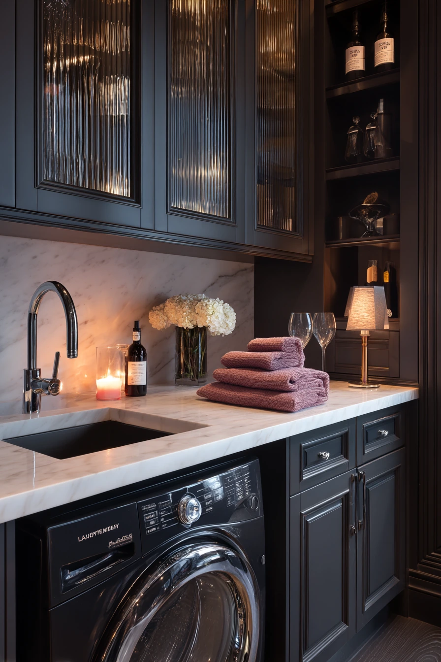 Luxury Dark Laundry with Hidden Drying Station