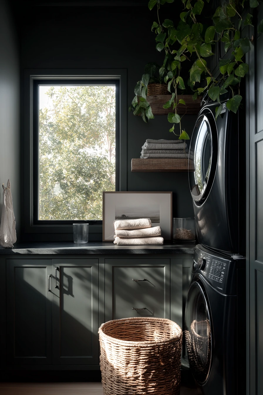 Compact Luxe Laundry with Plant Shadows
