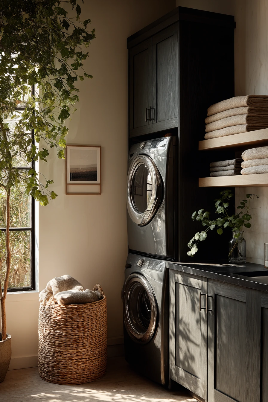 Compact Luxe Laundry with Plant Shadows