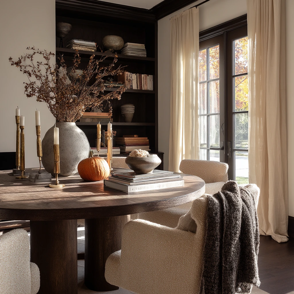 Warm Autumn Dining Room with Natural Texture