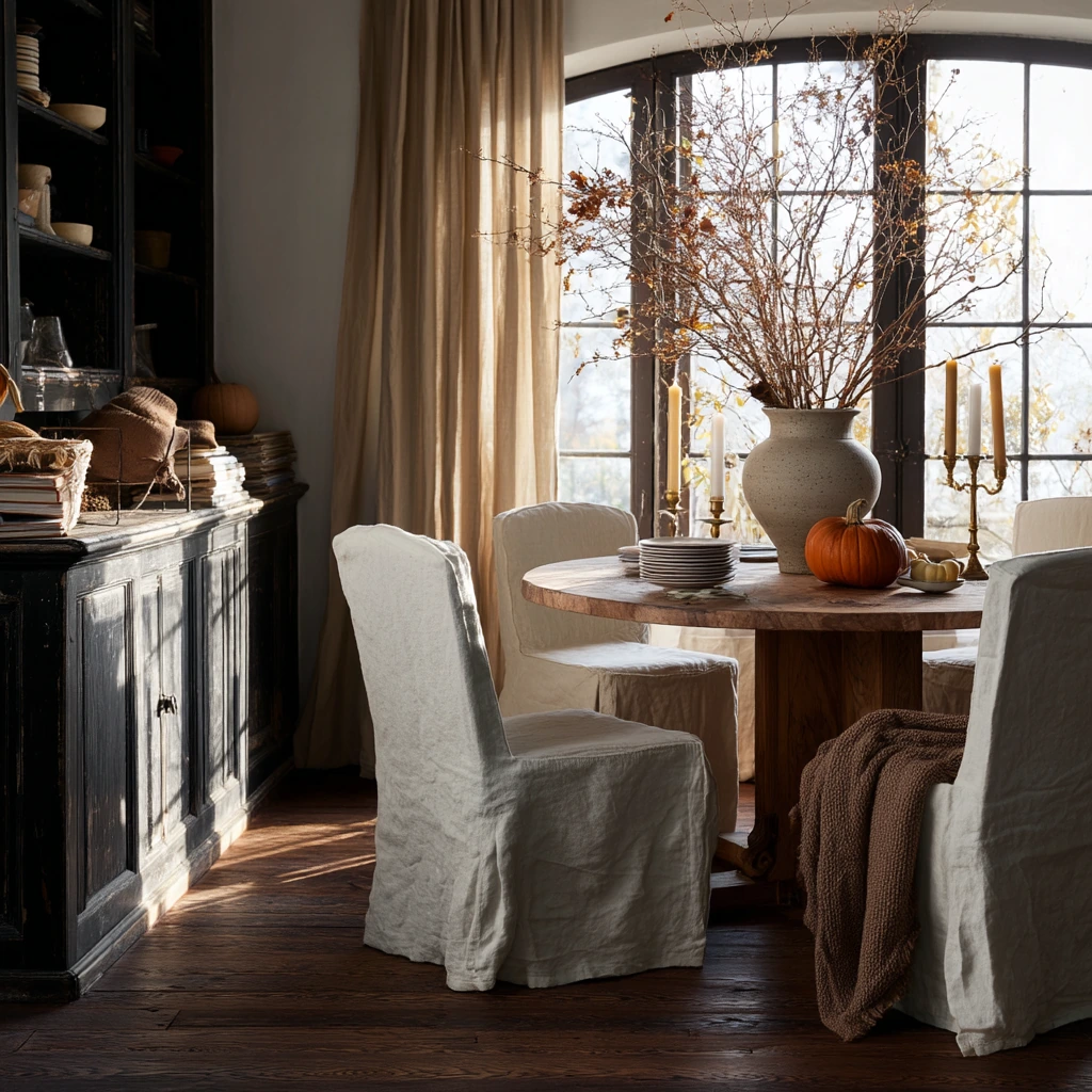 Warm Autumn Dining Room with Natural Texture