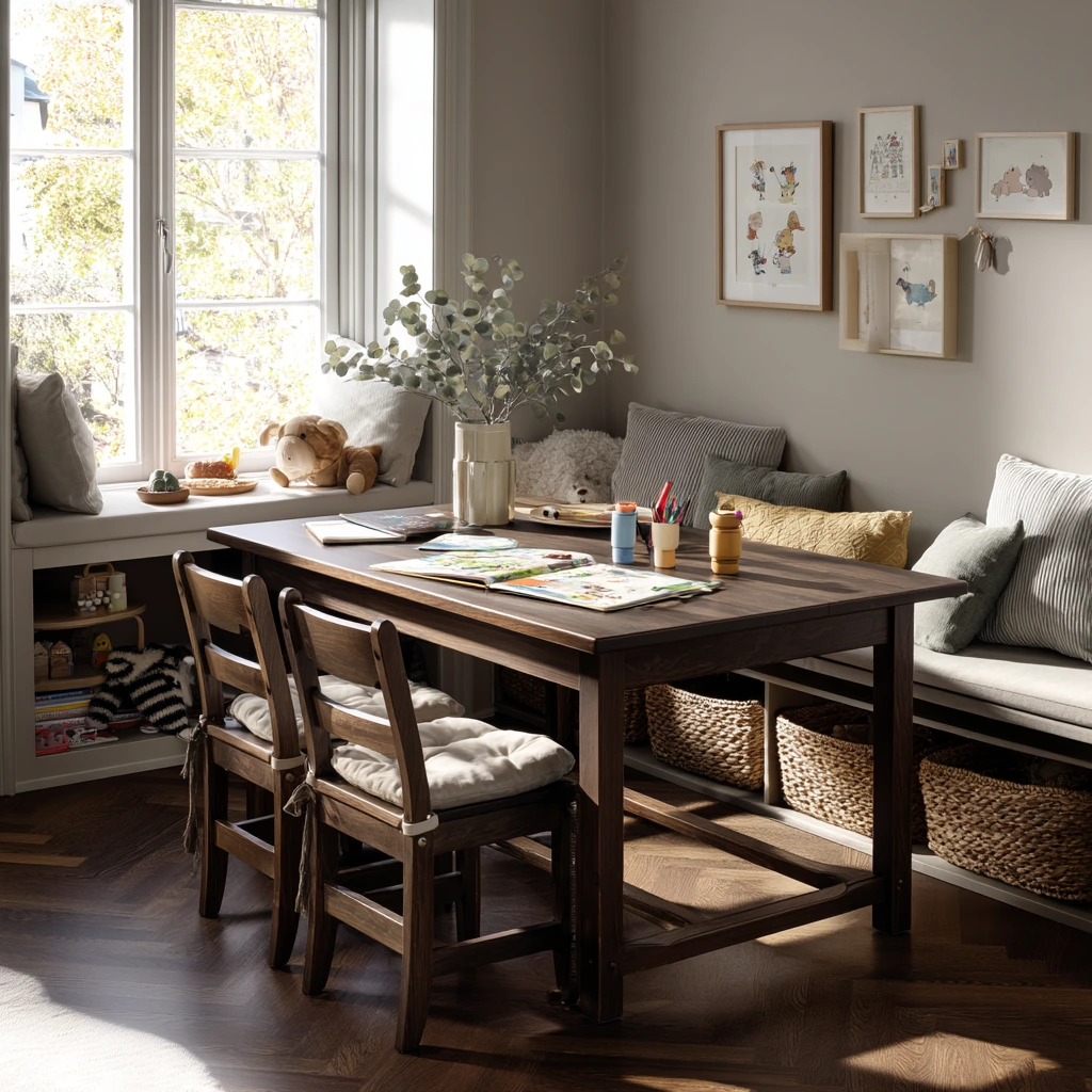 Kid-Friendly Dining Room with Beautiful Everyday Chaos