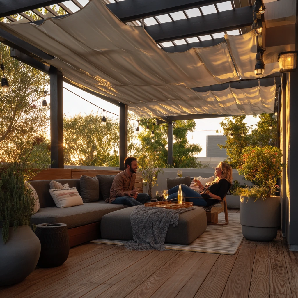 Modern Pergola Awning for Sunset Entertaining