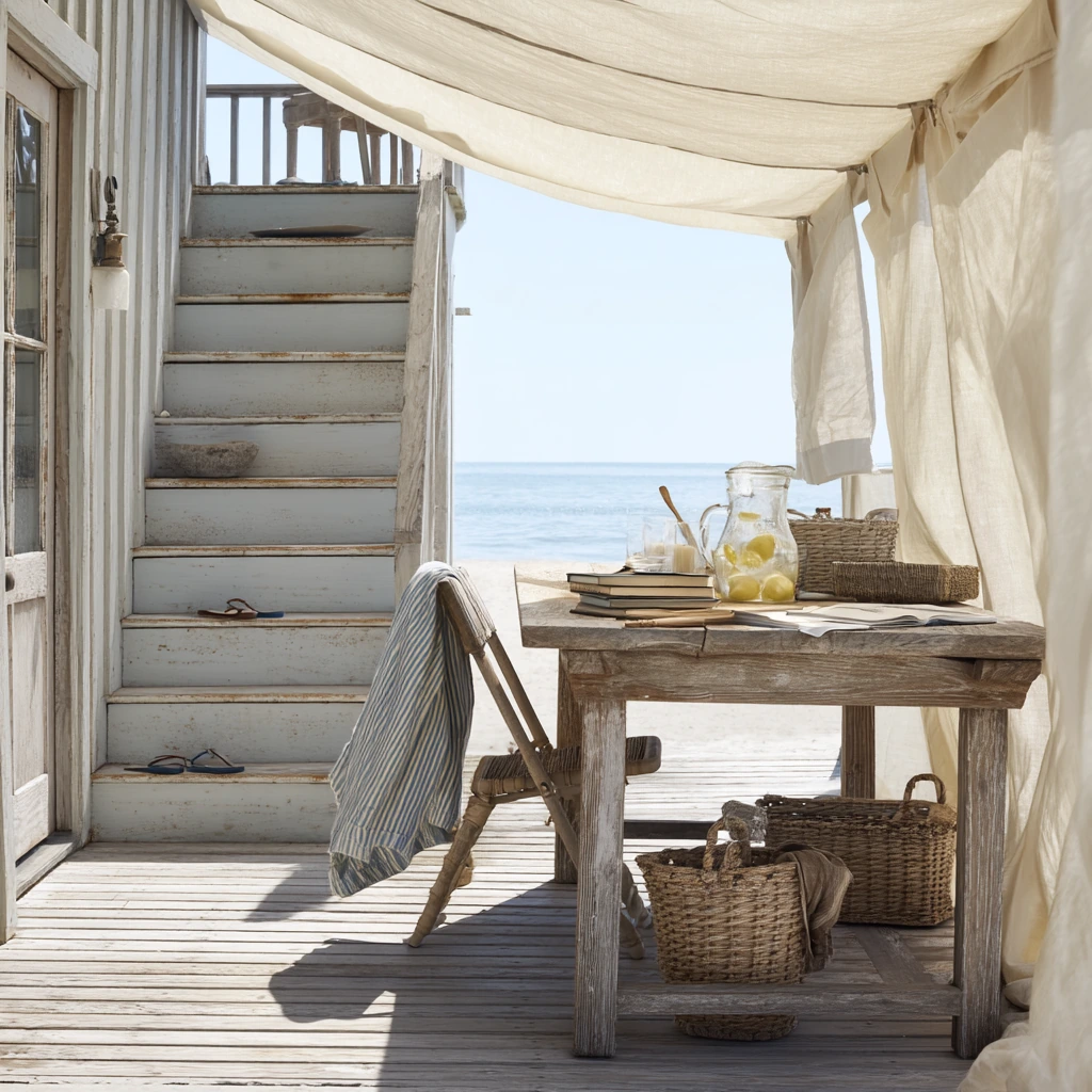 Linen Awning for a Coastal Backyard Deck