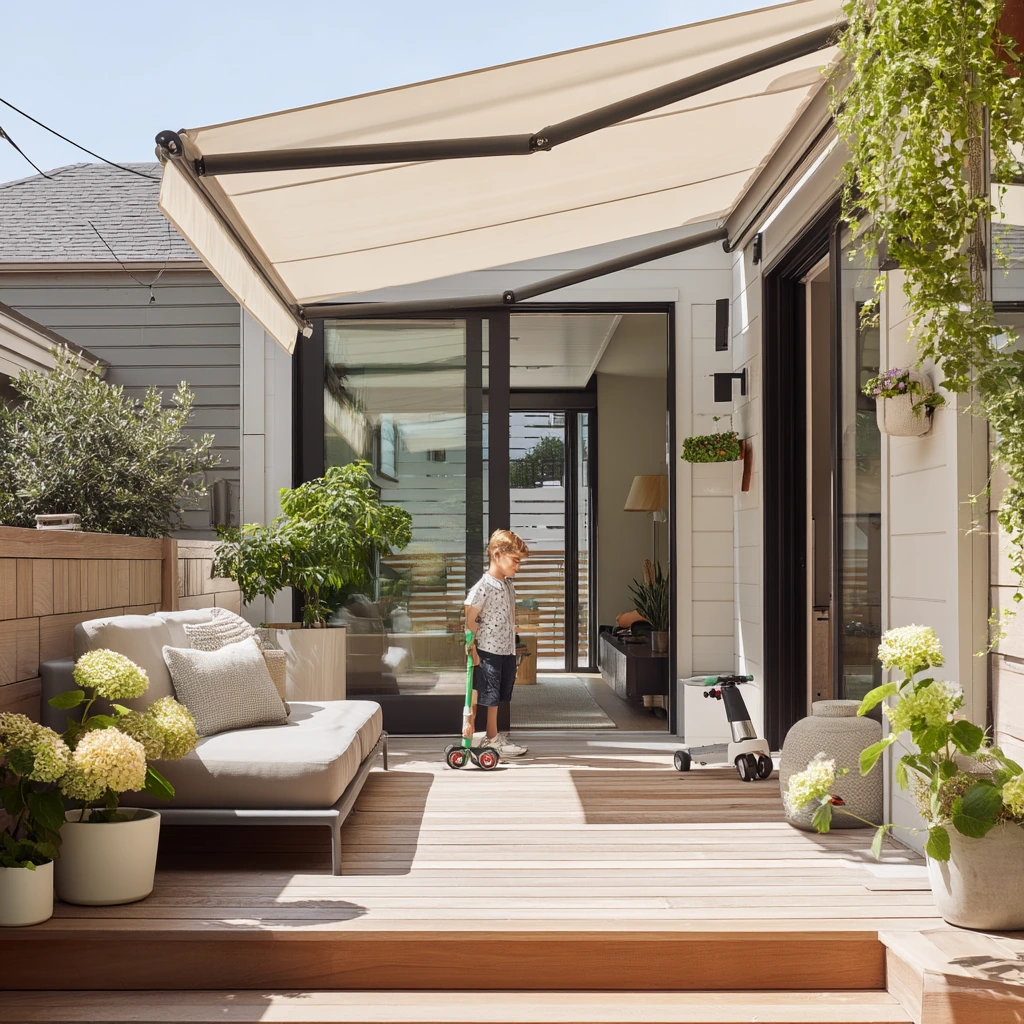 Motorized Awning for Hot Afternoon Privacy