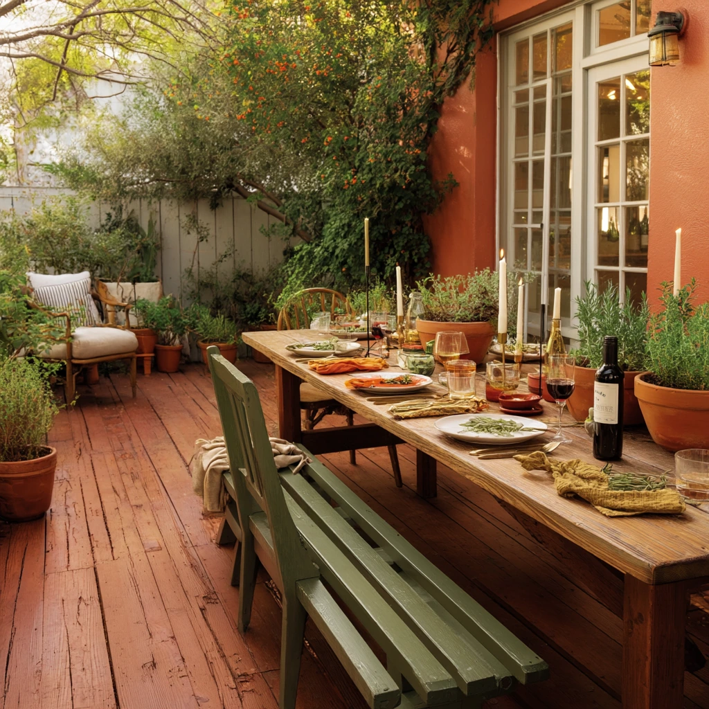 Terracotta Deck for a Garden Dinner Party