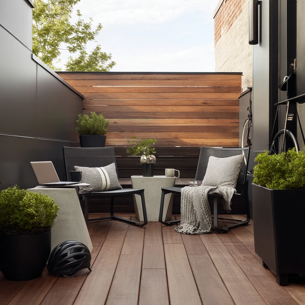 Black Deck for a Sleek Townhouse Patio