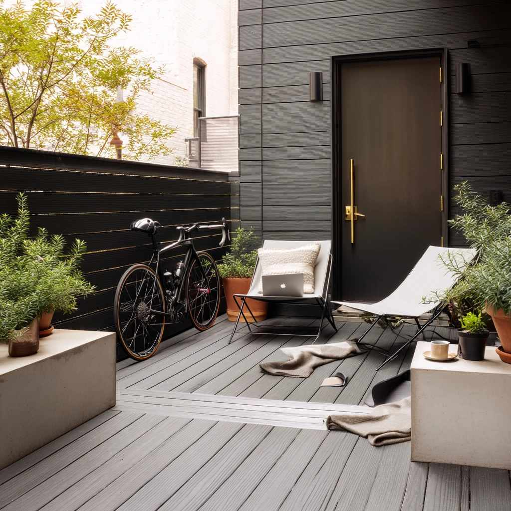 Black Deck for a Sleek Townhouse Patio