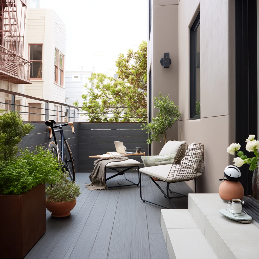 Black Deck for a Sleek Townhouse Patio