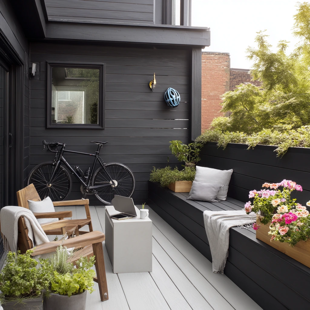 Black Deck for a Sleek Townhouse Patio