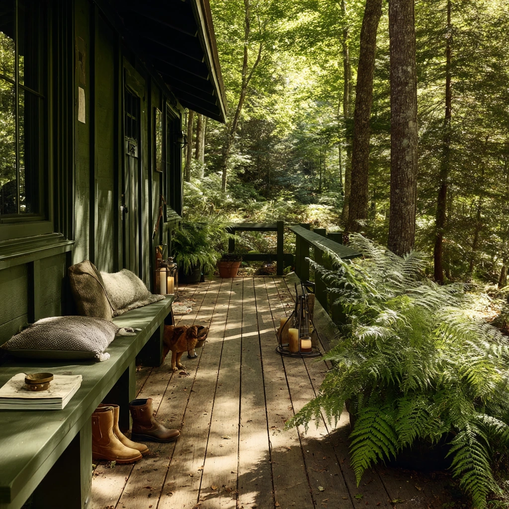 Moss Green Deck for a Woodland Home